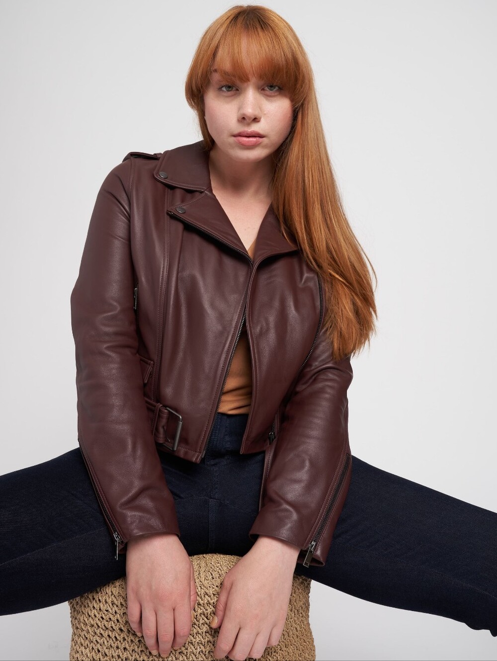 NWT Universal Standard Leeron Leather Jacket  Chili Chocolate